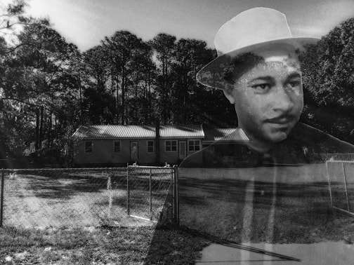 “Patriarch and Home” | $2685 | Black and white photomontage, digital painting, 27.5 x 22.5 inches (framed) | #Techspressionist #Gullah art | © 2017 Verneda Lights