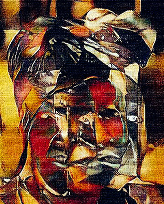 "Masks (Fall Away)" 15.5 x 17.25 inches | $750, by #Gullah, #Techspressionist art | © 2017, Verneda Lights.